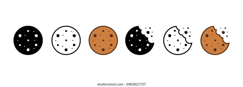 Set of Biscuit, cracker, Snack icon. Vector Illustration.