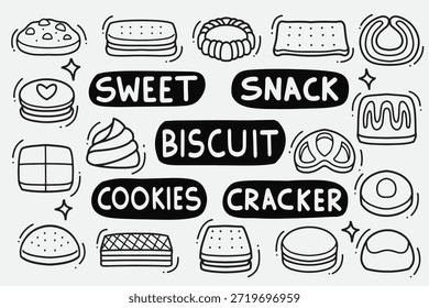 set of biscuit doodle good for background, wallpaper, element design, food design, etc