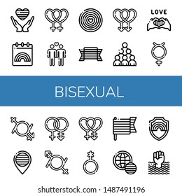 Set of bisexual icons such as Pride, World pride day, Lesbian, Gay, Hermaphrodite, Gender fluid, Bisexual, Genderqueer , bisexual