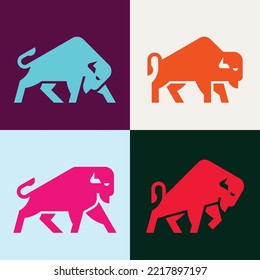Set of Bison, Bison Logo. Icon design. Template elements