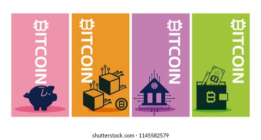 Set of bitcoin cards and banners