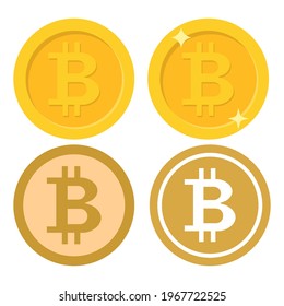 Juego de iconos de Bitcoin.  Moneda criptográfica, electrónica virtual, dinero de internet.  logotipo de la moneda. Ilustración vectorial. Eps 10.