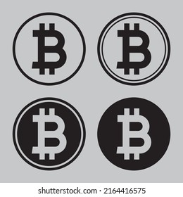 Set of bitcoin icon. Cryptocurrency, digital currency, business and finance concept. Flat design vector illustration.