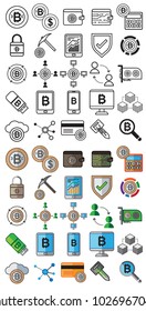 A set of Bitcoin, other crypto curencies and crypto market related icons and images.