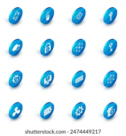 Set Bitcoin plant in the pot, CPU mining farm, Cryptocurrency key, cloud, Lock with bitcoin,  and Blockchain technology icon. Vector