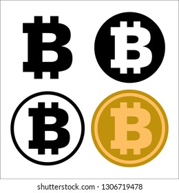 Set of Bitcoin symbol icon. isolated on white background, for business and finance concept. Vector Iconic Illustration