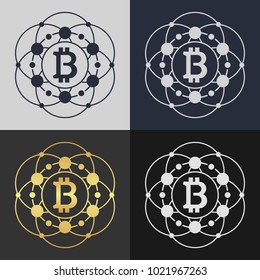 Set of bitcoin symbol templates. Cryptocurrency badge.
