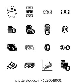 Set of bitcoin vector icons. Cryptocurrency symbols collection