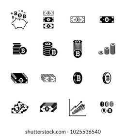 Set of bitcoin vector icons. Cryptocurrency symbols collection