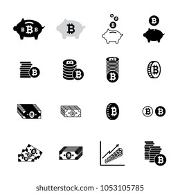 Set of bitcoin vector icons. Cryptocurrency symbols collection