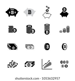 Set of bitcoin vector icons. Cryptocurrency symbols collection
