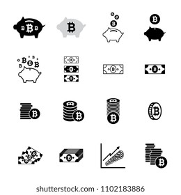 Set of bitcoin vector icons. Cryptocurrency symbols collection