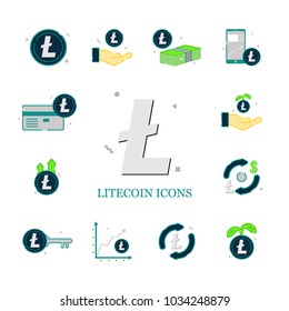 Set of bitcoin vector icons isolated on white background. 