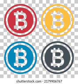 Set of Bitcoin web coin, internet electronic crypto design symbol, digital pay vector illustration .