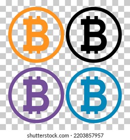 Juego de monedas web de Bitcoin, símbolo de diseño criptográfico electrónico de internet, ilustración de vector de pago digital .