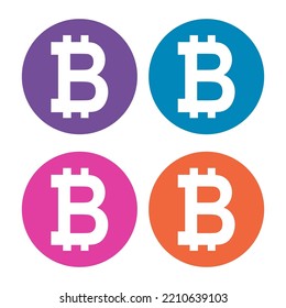 Set of Bitcoin web coin, internet electronic crypto design symbol, digital pay vector illustration .