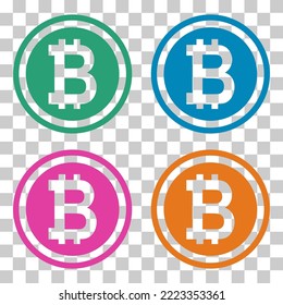 Juego de monedas web de Bitcoin, símbolo de diseño criptográfico electrónico de internet, ilustración de vector de pago digital .