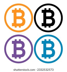 Juego de monedas web de Bitcoin, símbolo de diseño criptográfico electrónico de internet, ilustración de vector de pago digital .