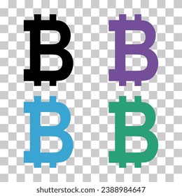 Set of Bitcoin web coin, internet electronic crypto design symbol, digital pay vector illustration .