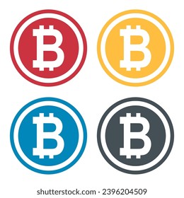Set of Bitcoin web coin, internet electronic crypto design symbol, digital pay vector illustration .