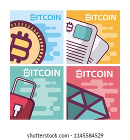 Set of bitcoins cards