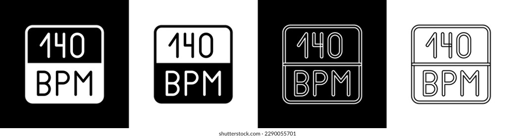 Ajuste el icono de la bitrato aislado en el fondo blanco y negro. Velocidad de la música. Calidad de sonido.  Vector