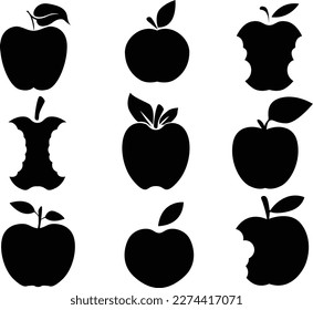 Set of bitten apple silhouette