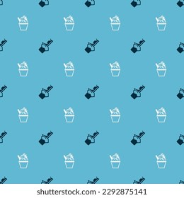 Set Bitten chocolate bar and Ice cream in bowl on seamless pattern. Vector