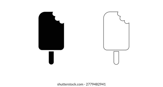 Set of Bitten Popsicle Icons, Bitten Popsicle Vector