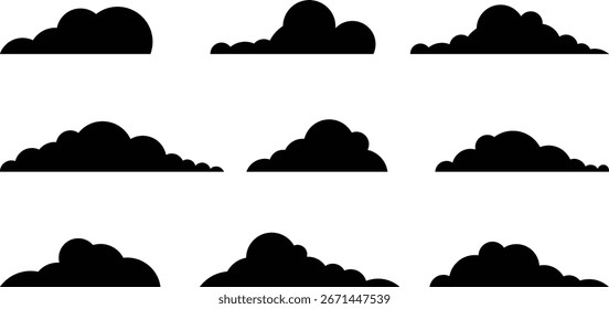 Set of Black Abstract Cloud Silhouettes