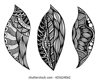 Set of black Abstract elements. Vector illustration. Isolated on white