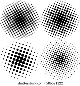 Set of the black Abstract Halftone Backgrounds. Vector illustration