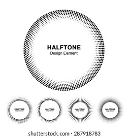 Set of Black Abstract Halftone Circle Frame Logo, vector illustration 