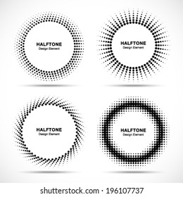 Set of Black Abstract Halftone Circles Logo, vector illustration 