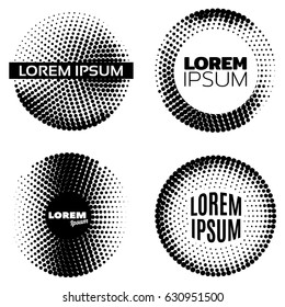 Set of Black Abstract Halftone dot Circles Logo, emblem, vector illustration.