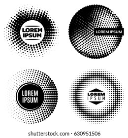 Set of Black Abstract Halftone dot Circles Logo, emblem, vector illustration.