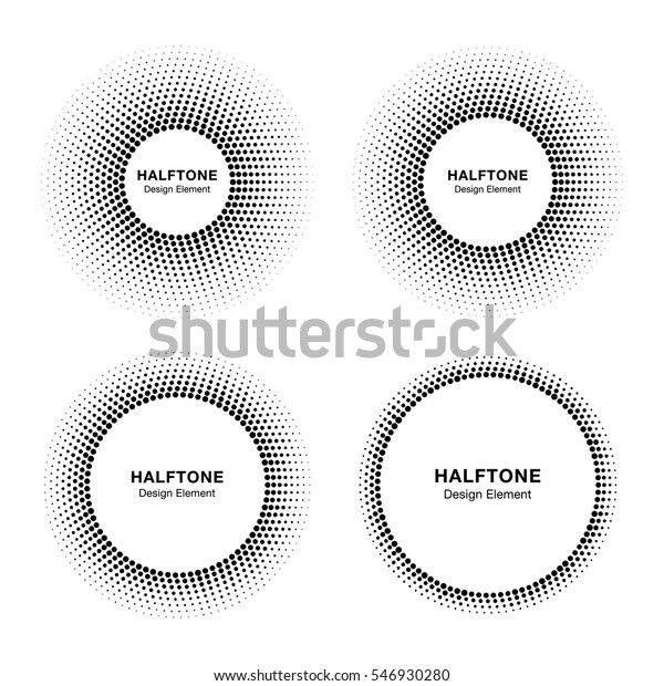 Set of black\
abstract halftone vector circle frames, logo emblem design element\
for medical, treatment, cosmetic. Round border Icon using halftone\
circle dots vector\
texture.
