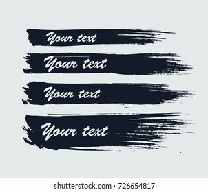 Set of black abstract hand drawn textured brush strokes.  Modern trendy design. Grunge background can be used for banner, logo, poster, print, frame.