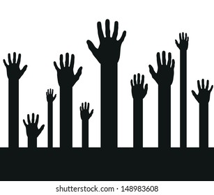 a set of black abstract hand silhouettes