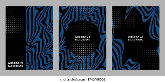 CONJUNTO DE AFICHES DE ABSTRACTO NEGRO CON TIRA AZUL EN VECTOR