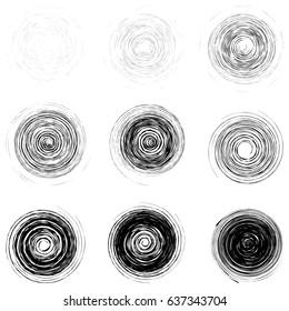 Set of black abstract scribble circles isolated on the white