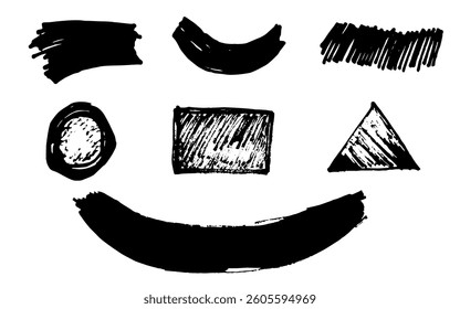 Set of black abstract shapes hand drawn with brush
Vector shapes drawn with brush eps