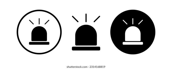 Conjunto de icono de vector de alarma negra. Simple ilustración de diseño de sirena.
