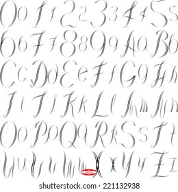 set of black alphabet without background vector