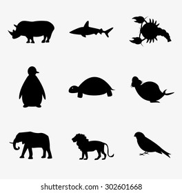 Set of black  animal icons