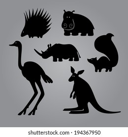 Set of black animal templates for your design