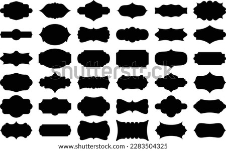 A set of black antique scroll labels black frame decorative silhouette frame
