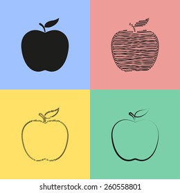 Set of black apple icons. Vector illustration.