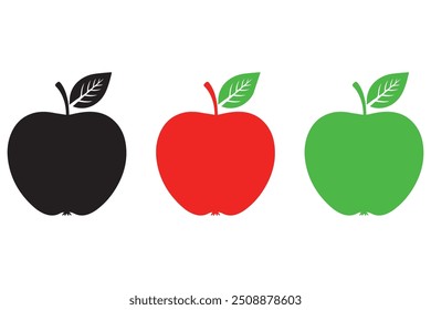 A set of black apple vector icons, designed for web design, application logos, user interfaces, and app symbols.