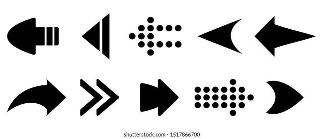 set of black arrow icon. collection flat arrow sign vector. for concept design, web design, user interface and more